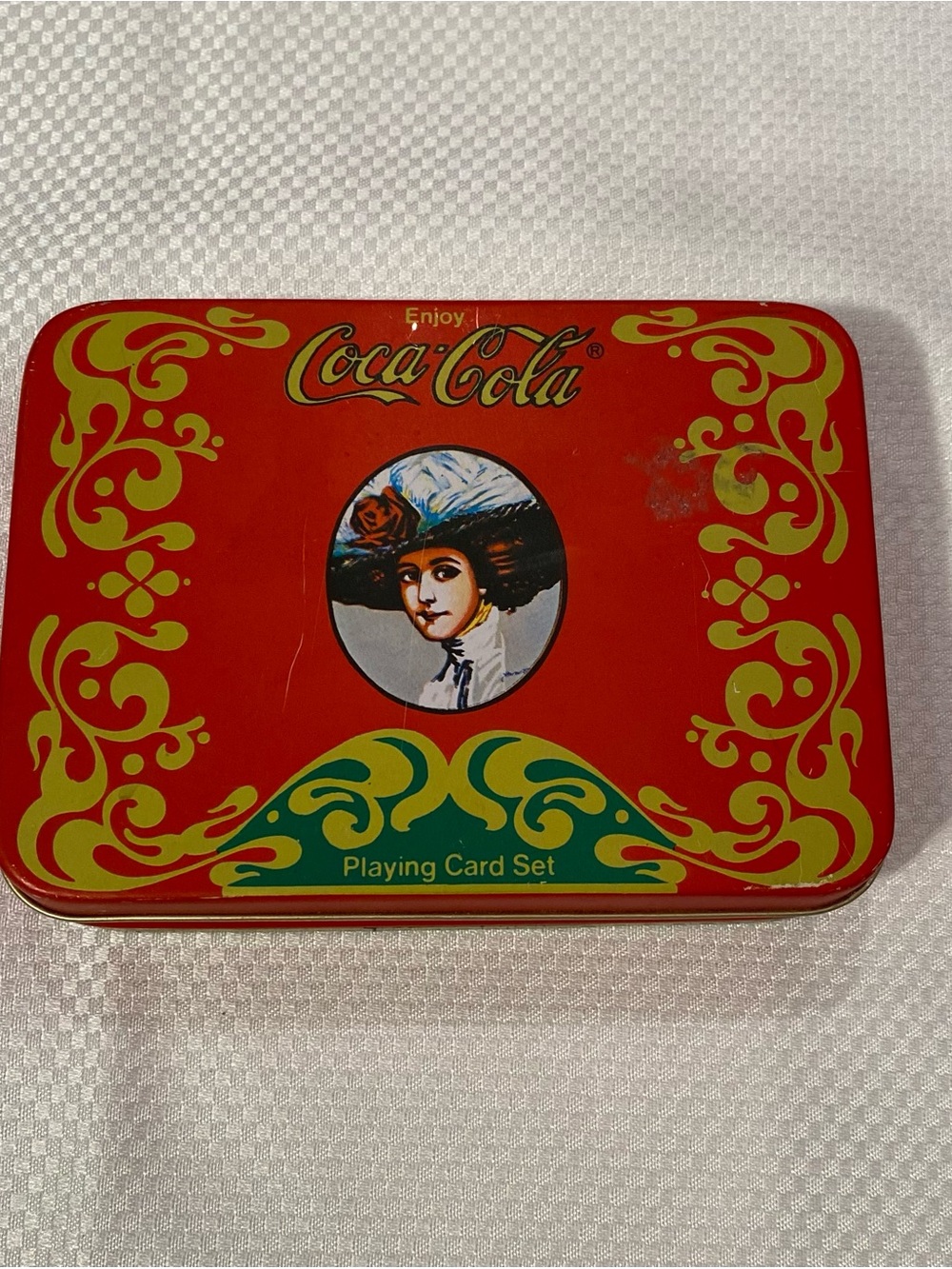 Coca Cola Red Tin Playing Card Set in tin - 2sets cards Red/Green/Gold Retro